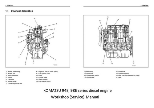 Komatsu 94E, 98E series engine service manual