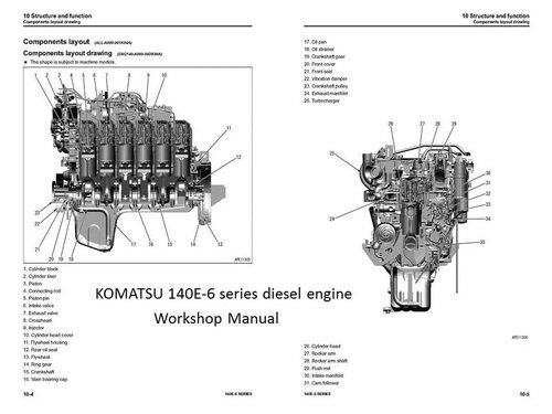 KOMATSU 130, 132, 137, 140 engine Manuals & Parts Catalogs